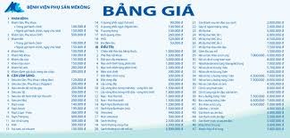 Bảng giá dvkt và giá giường áp dụng từ 15/7/2018